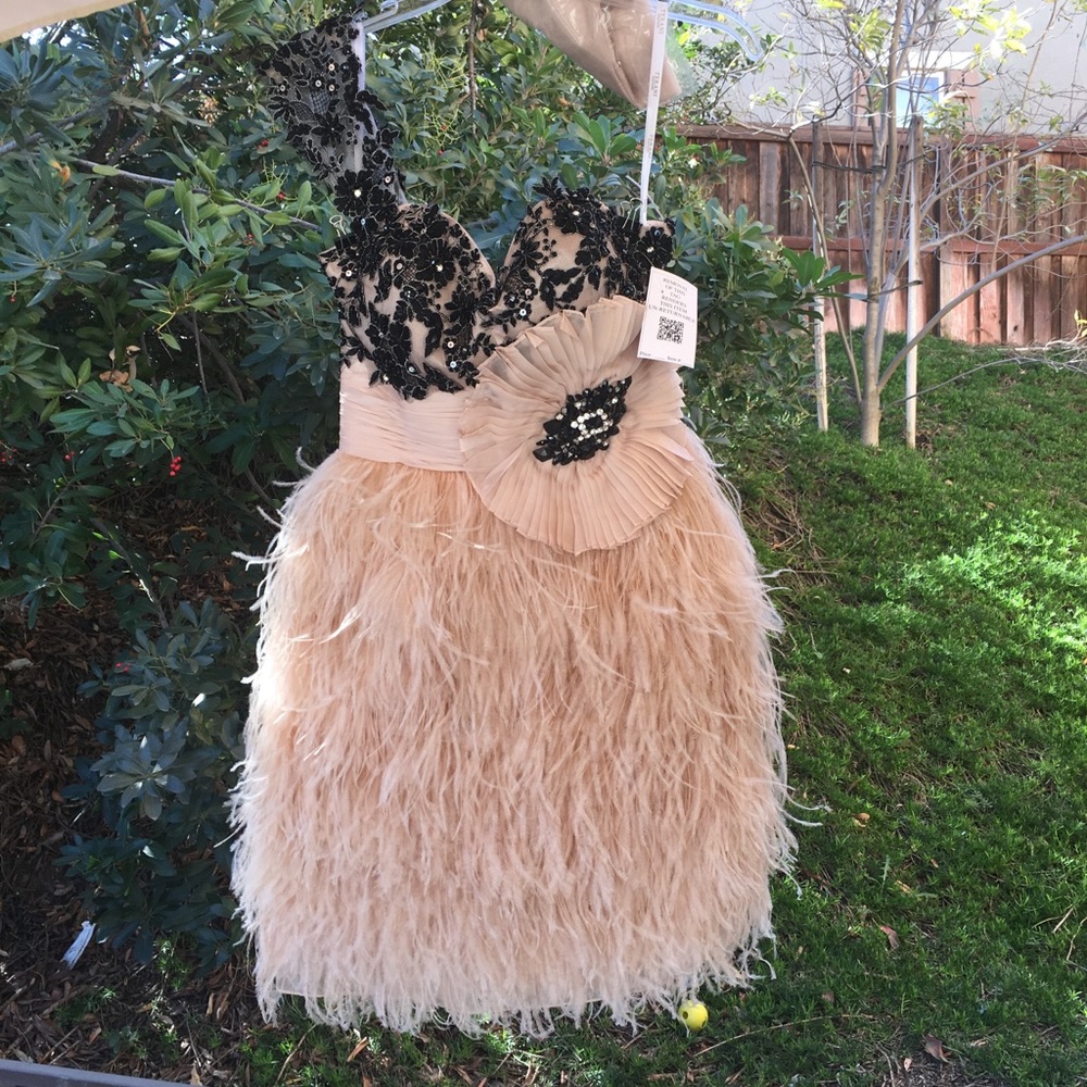 Terani Couture Ostrich Cocktail Dress